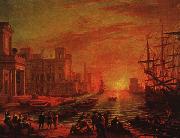 Claude Lorrain Seaport at Sunset oil painting artist